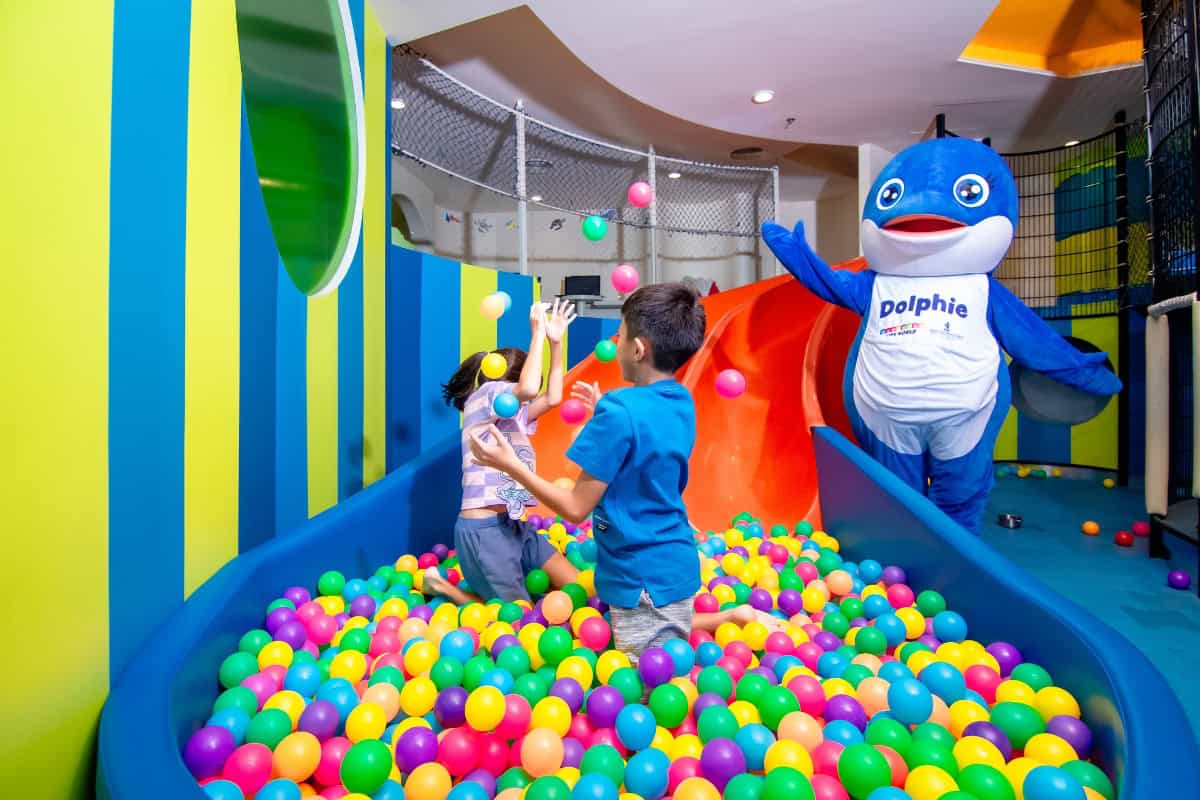 children playing in ball pit at funtasea kids club in pattaya
