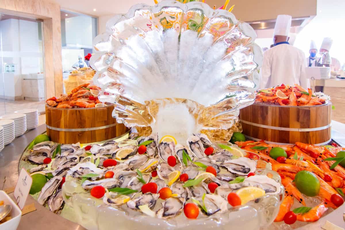 seafood offerings at our hotel buffet in pattaya