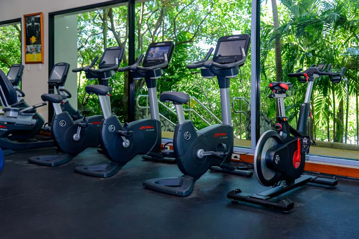 treadmills facing the window at pattaya gym