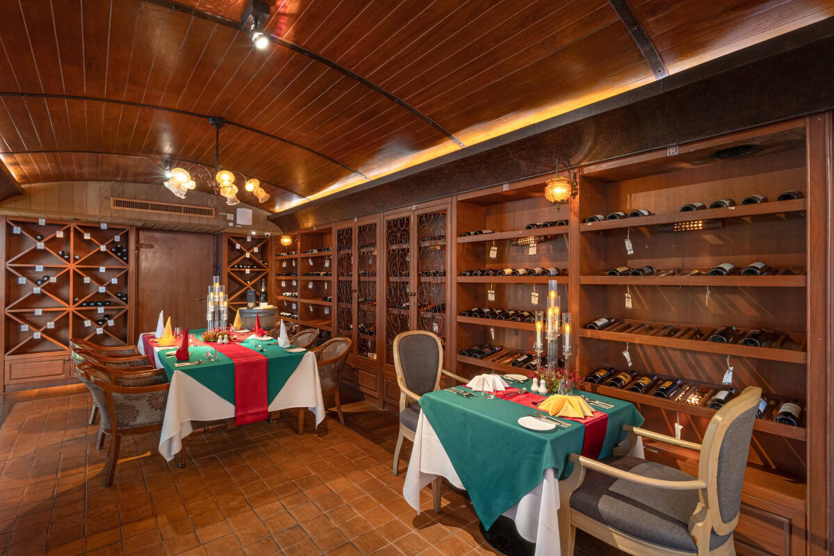 wines on display at our steak house in pattaya