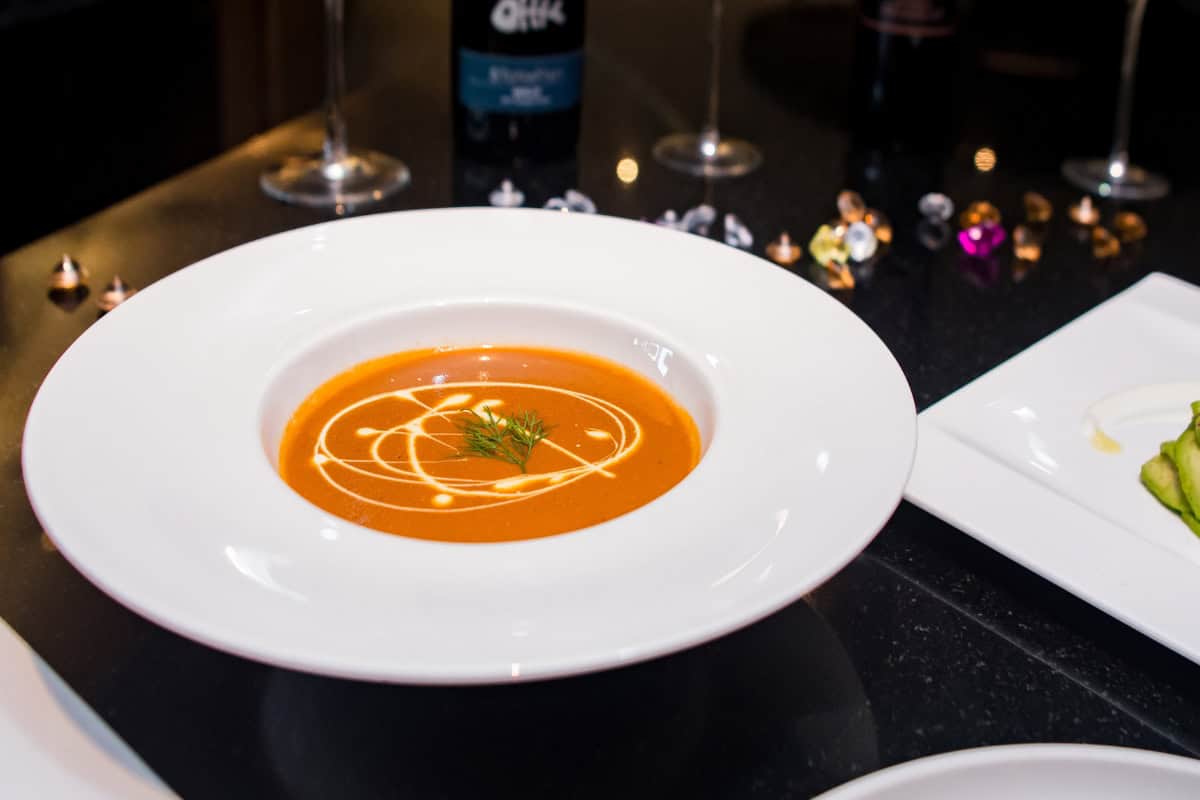 lobster bisque soup at fine dining restaurant in pattaya