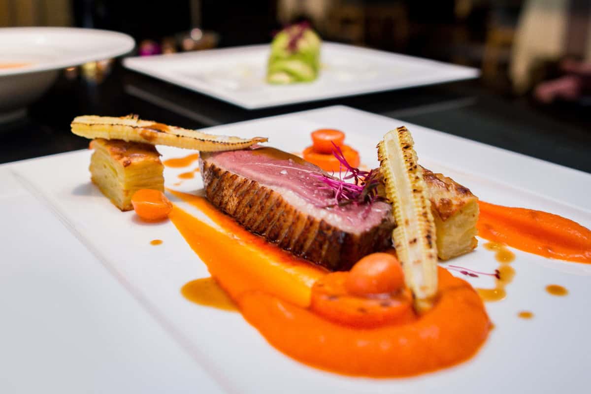pan roasted duck breast with trio of carrots