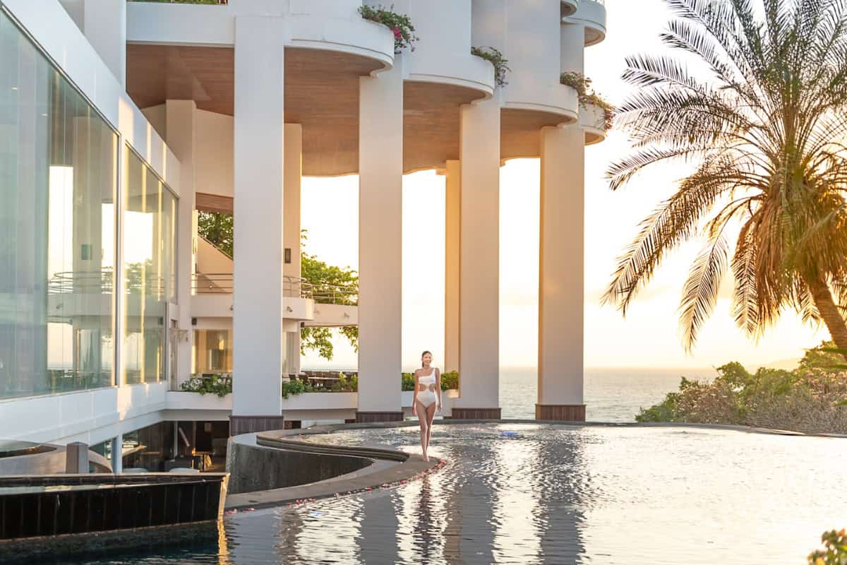 infinity hotel swimming pool overlooking the ocean at royal cliff grand hotel