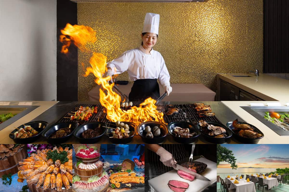 grand bbq buffet and international food in pattaya at 5-star hotel