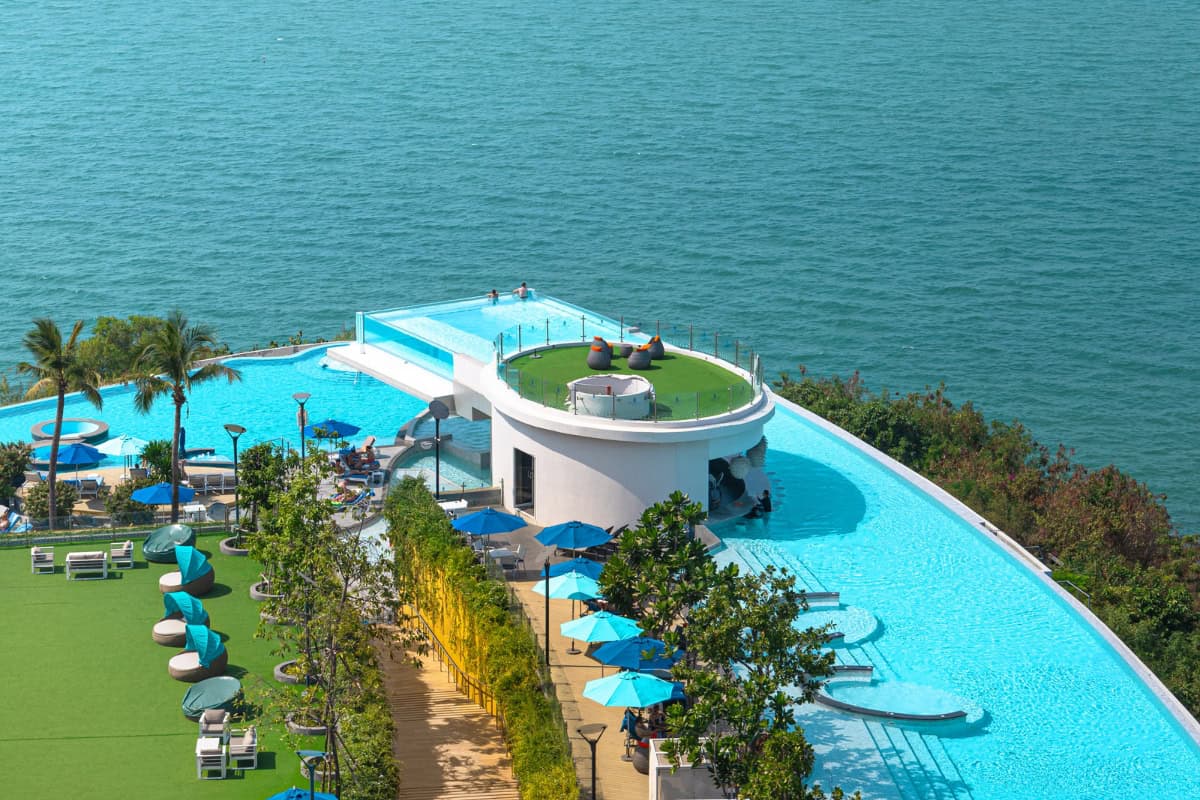 award-winning infinity edge pool at one of the best hotels in pattaya by the beach