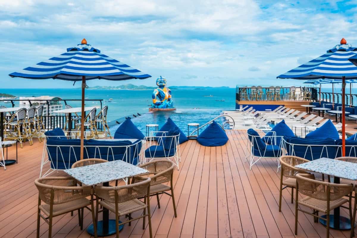 sky and sea view at skybar summer club rooftop bar