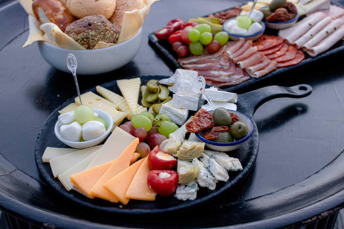 close-up photo of cheese board ingredients 