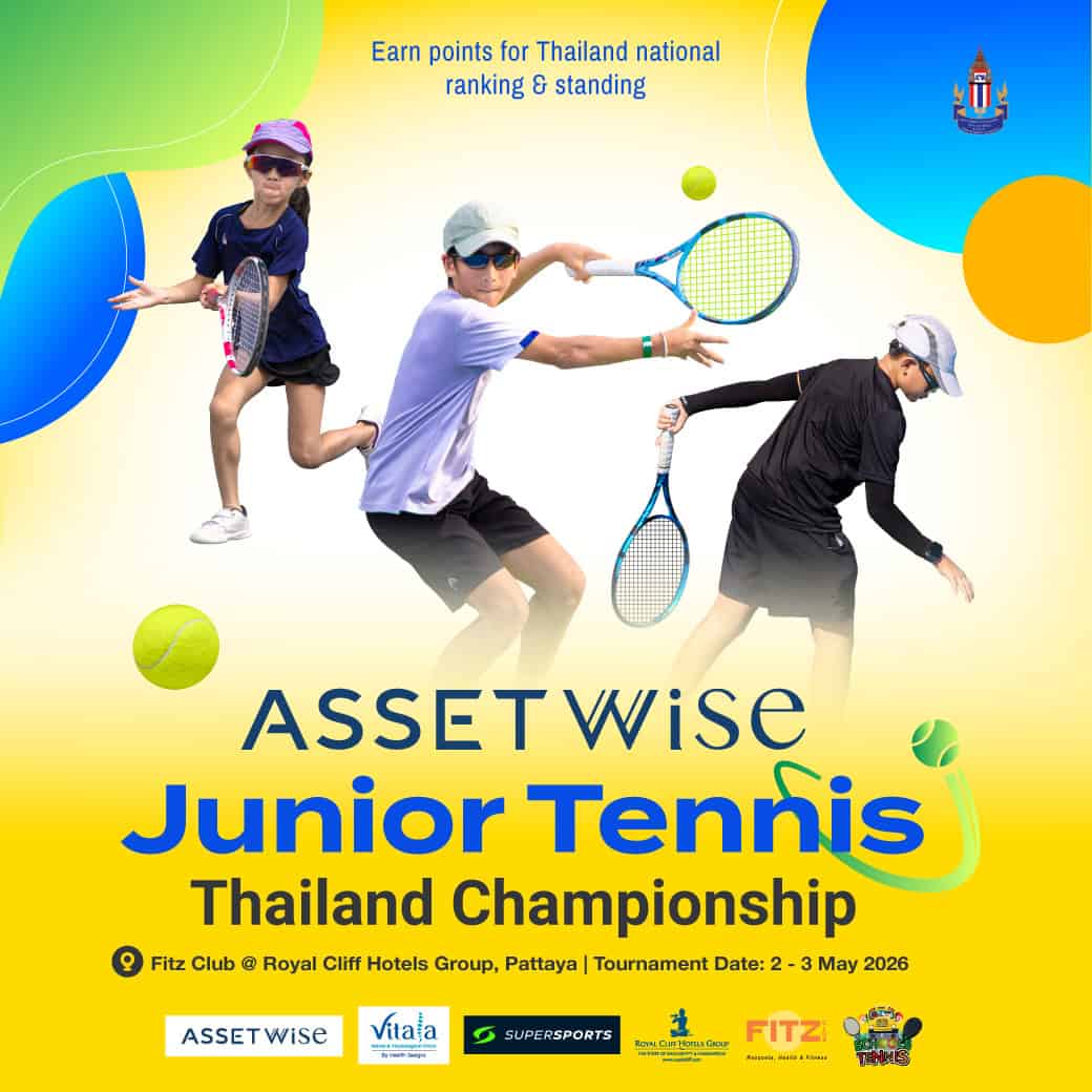 Kids playing tennis at Thailand Junior Tennis Championship event.